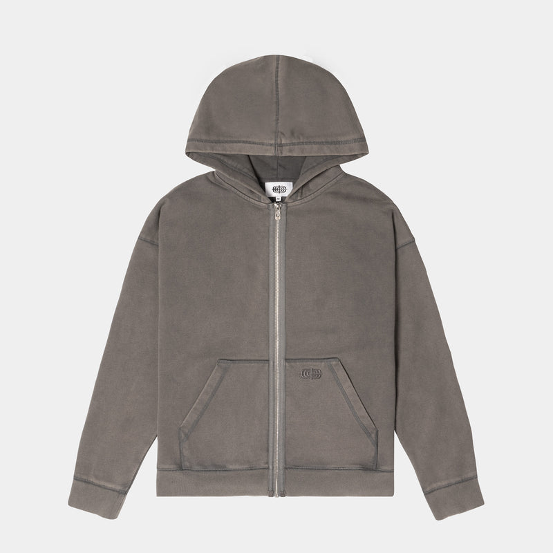 Reverse Zip Hoodie Mineral Grey