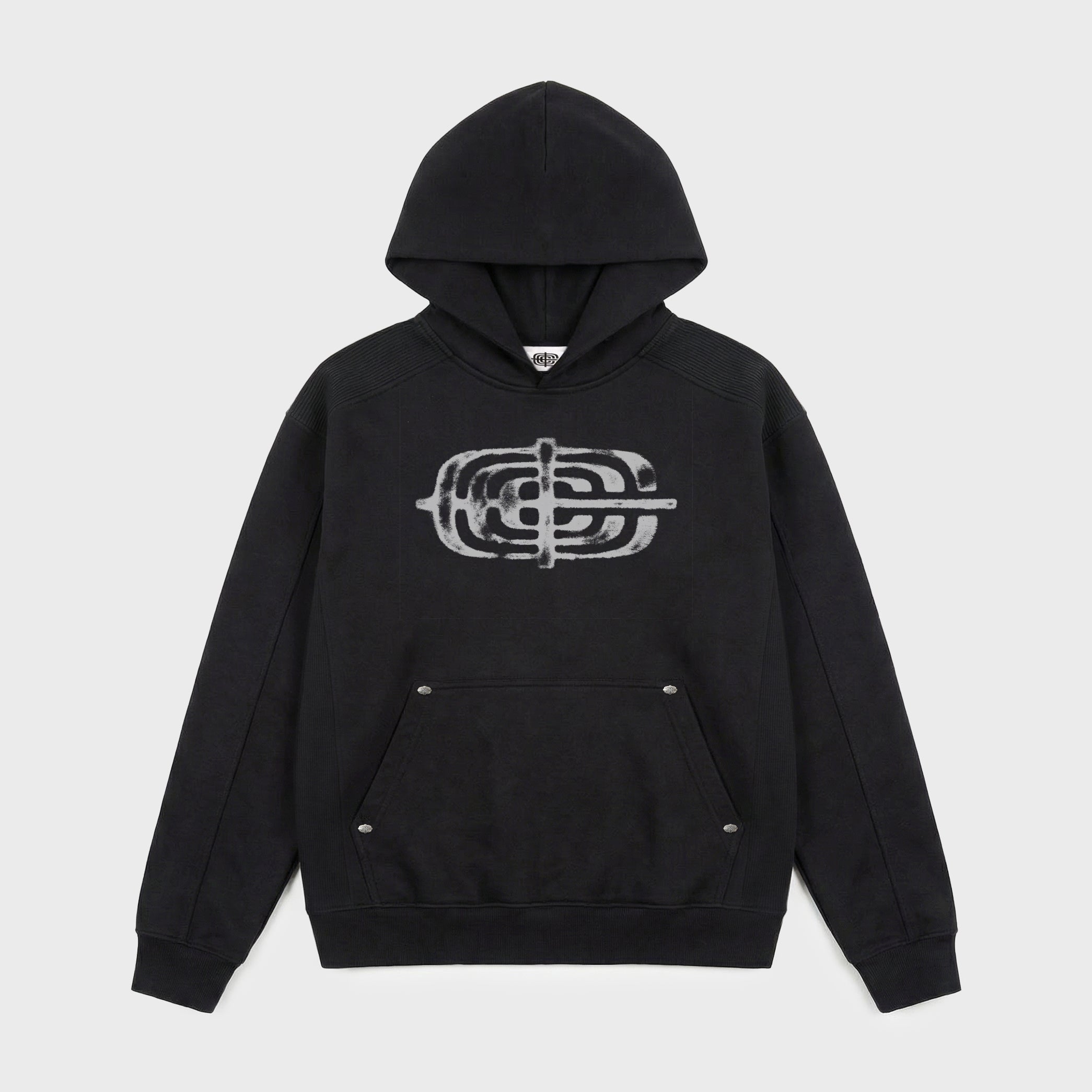 Studded Rib Hoodie Vintage Black