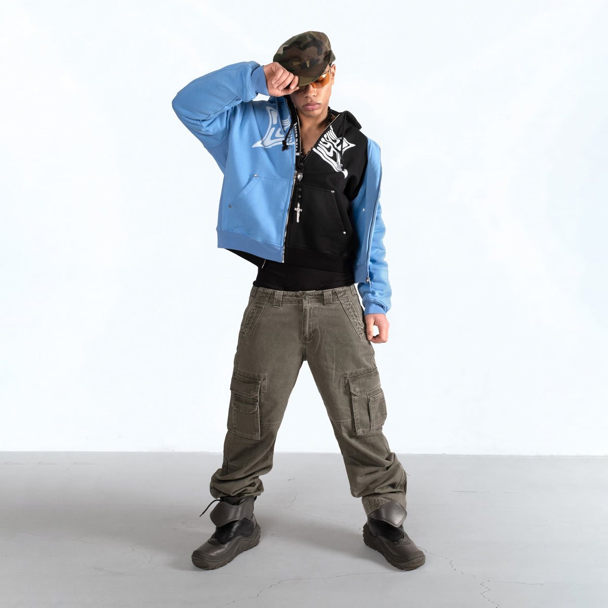 Zip Rib Hoodie Sky Blue