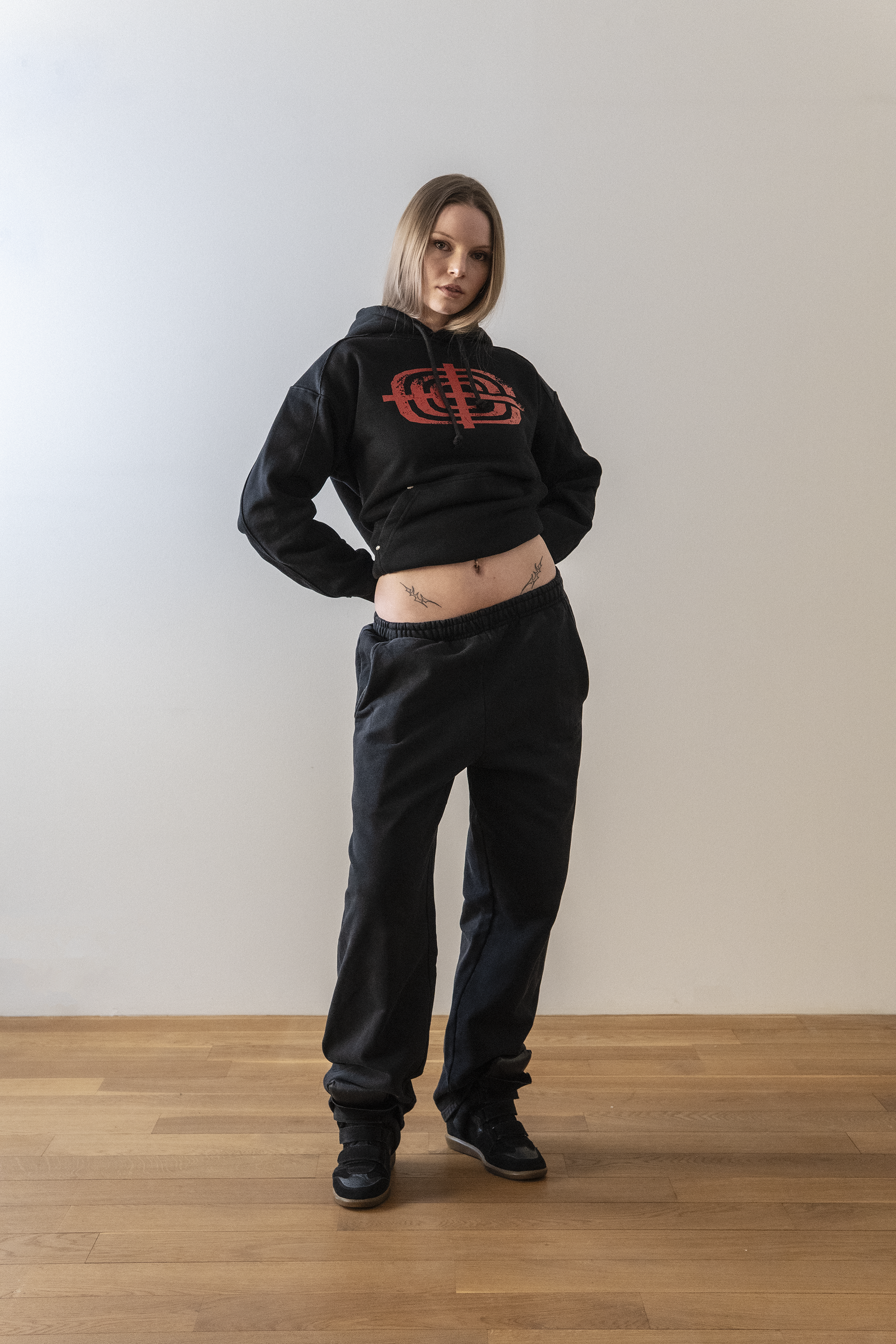 Rib Hoodie Black