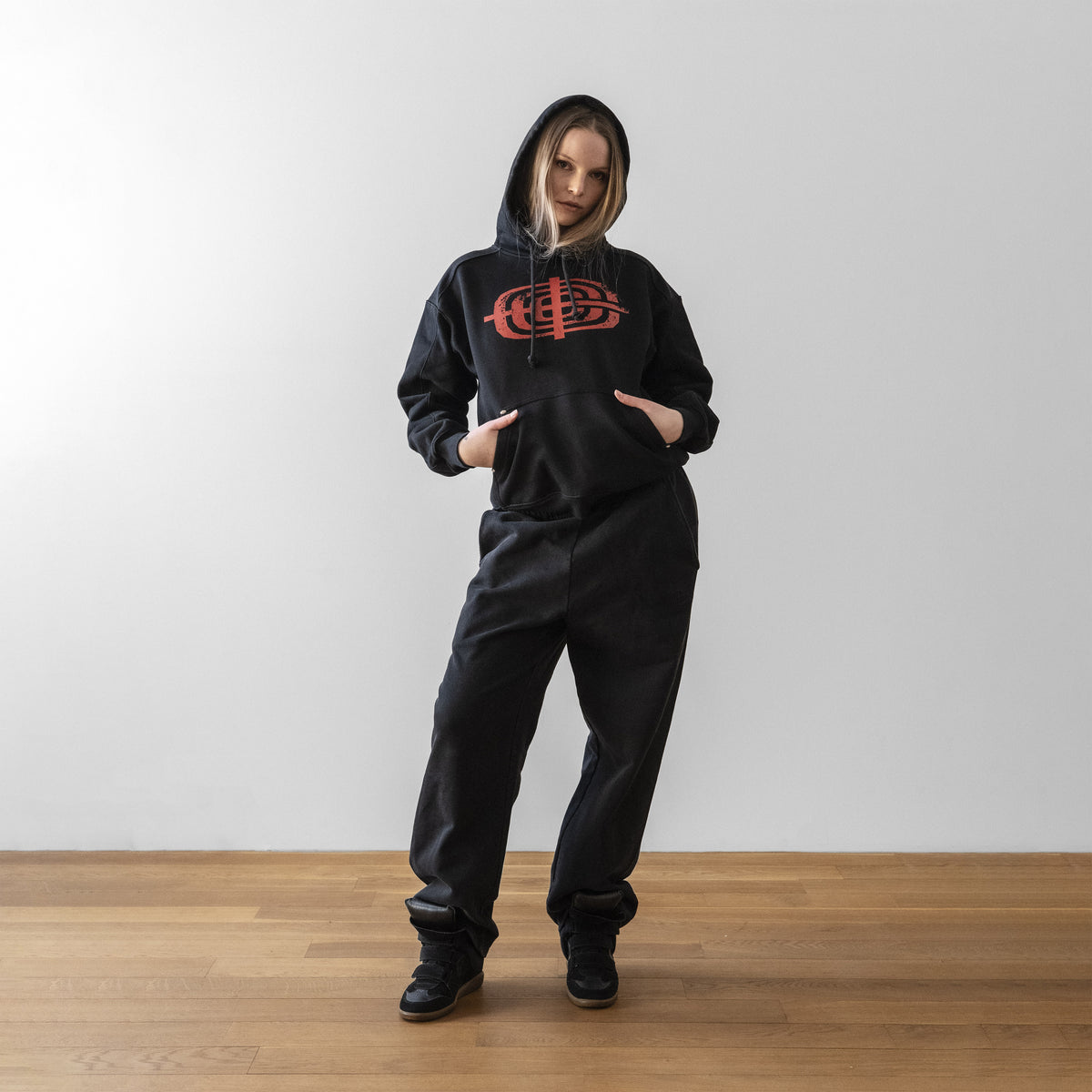 Rib Hoodie Black